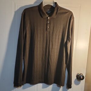 Van Heusen Olive/Brown Long Sleeve Polo Shirt